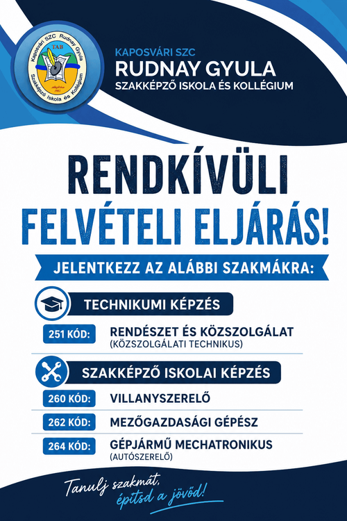 Rendkívüli felvételi eljárás 2026/2027 tanévre