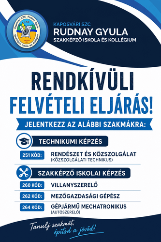 Rendkívüli felvételi eljárás 2026/2027 tanévre